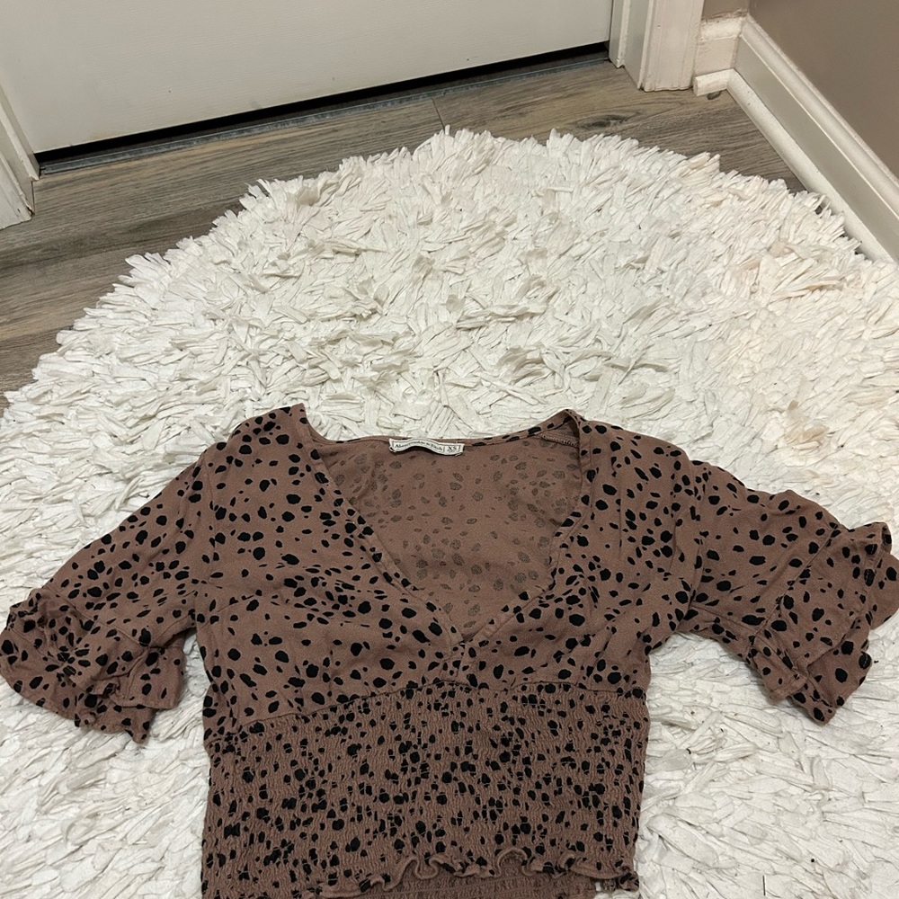 Stylish Brown Polka Dot Women's Top